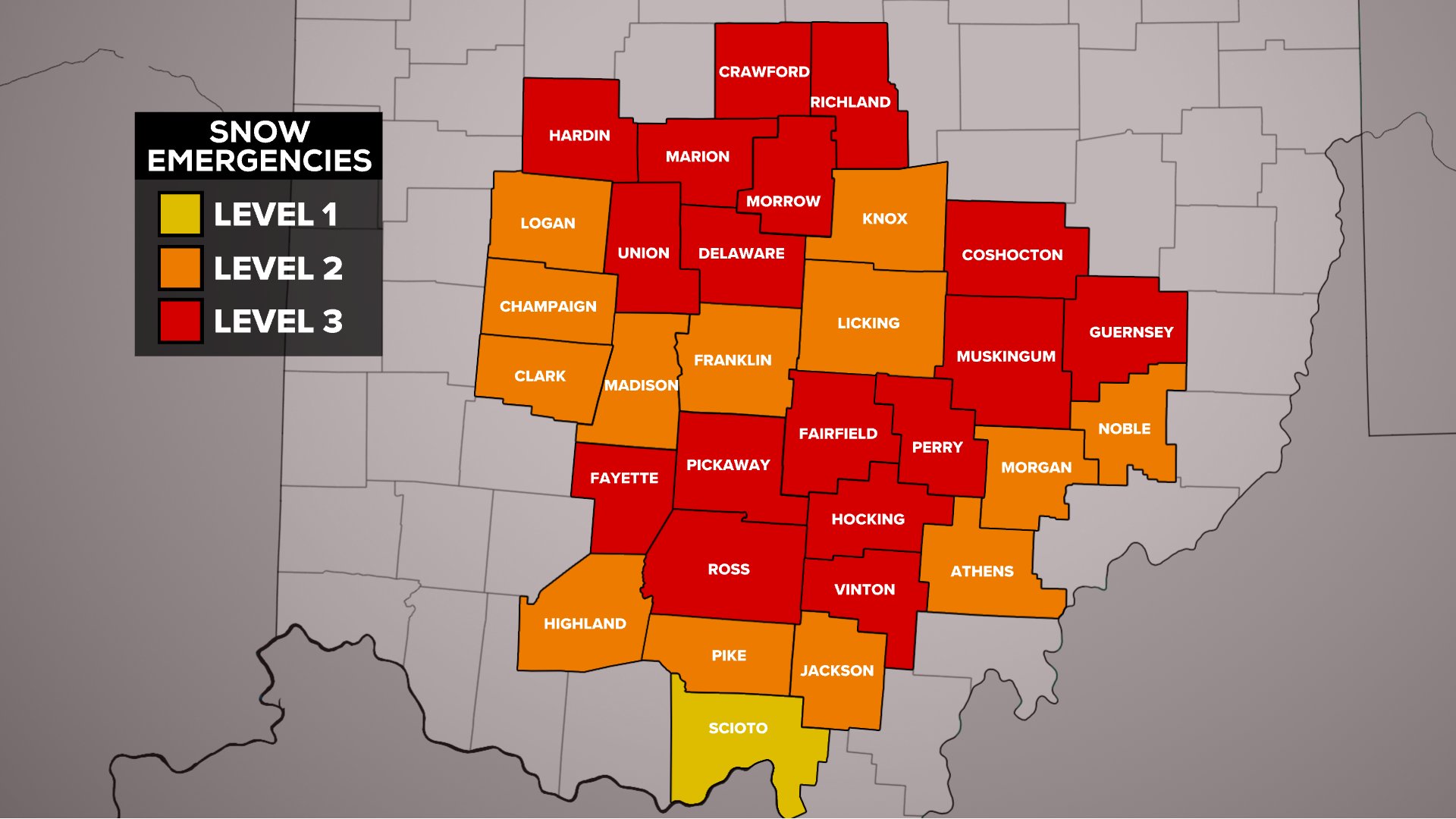 franklin county ohio snow emergency level