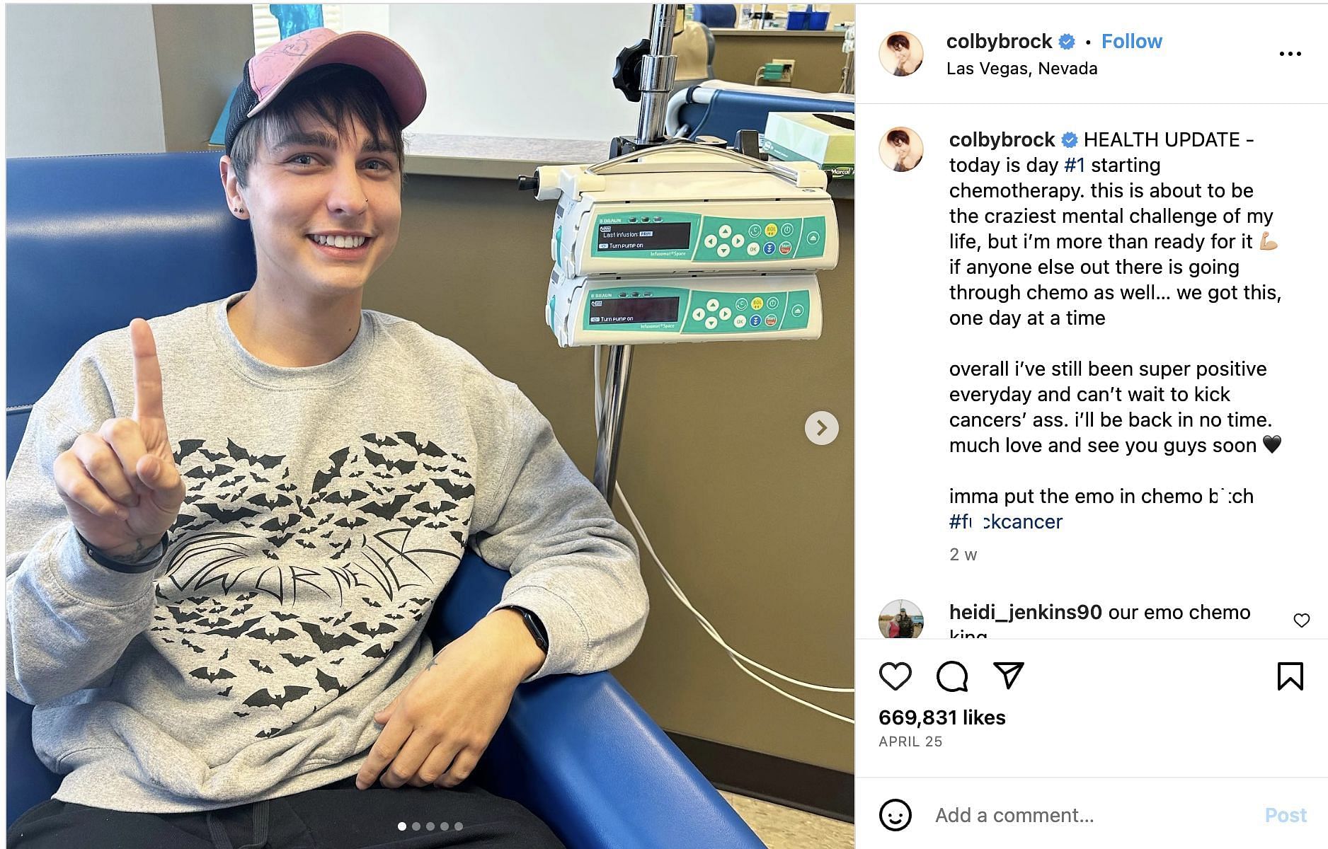 does colby brock have cancer