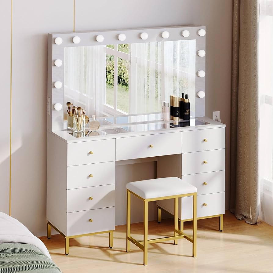 mirrored desks and vanities