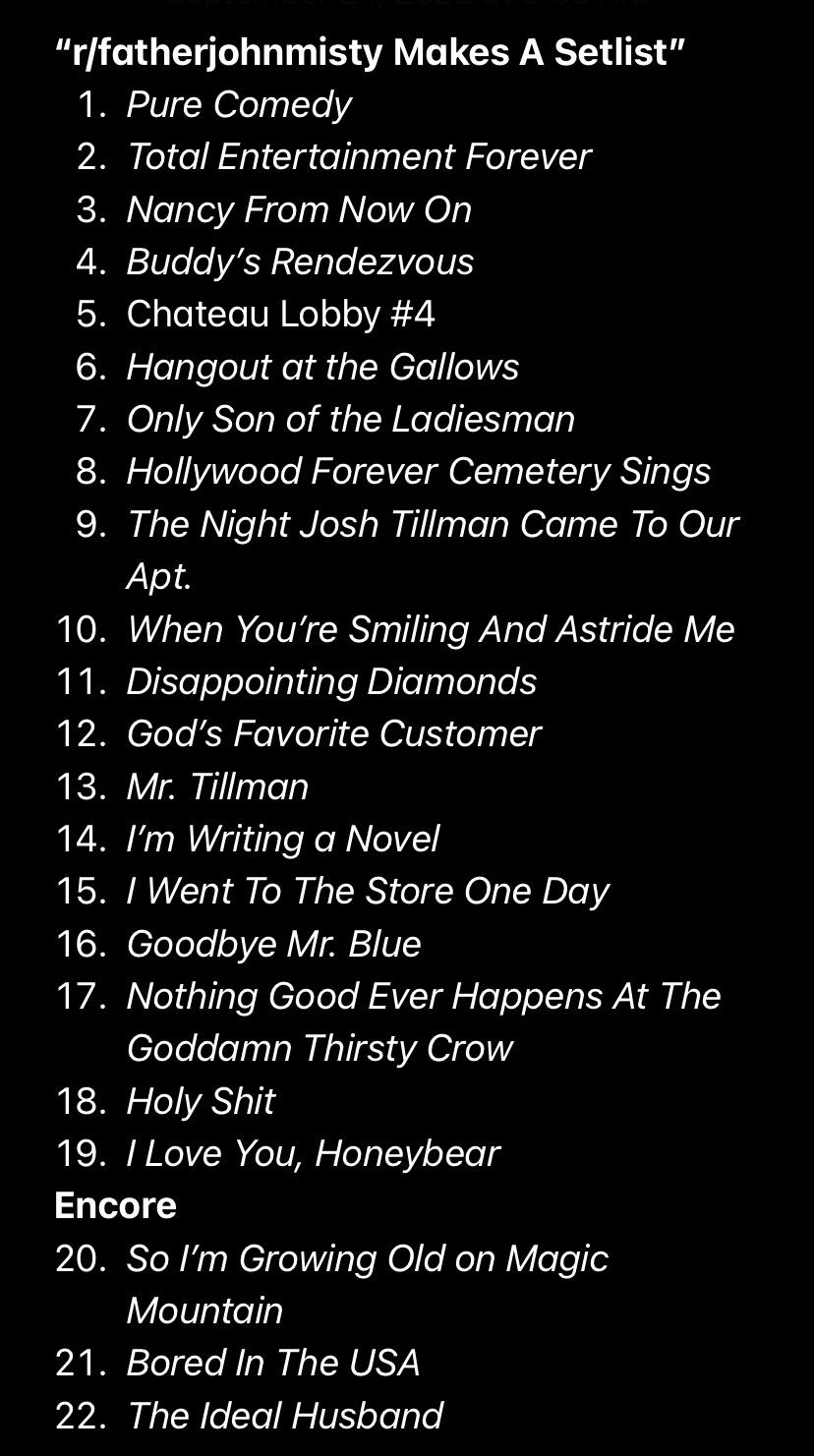 father john misty setlist