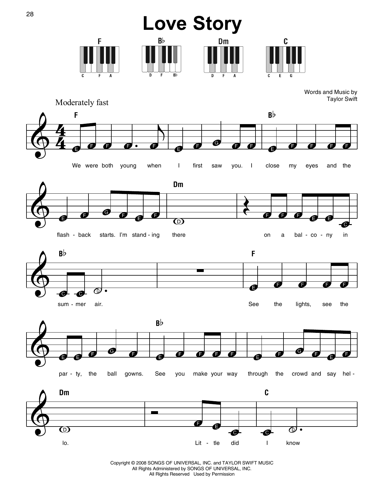 easy piano sheet music