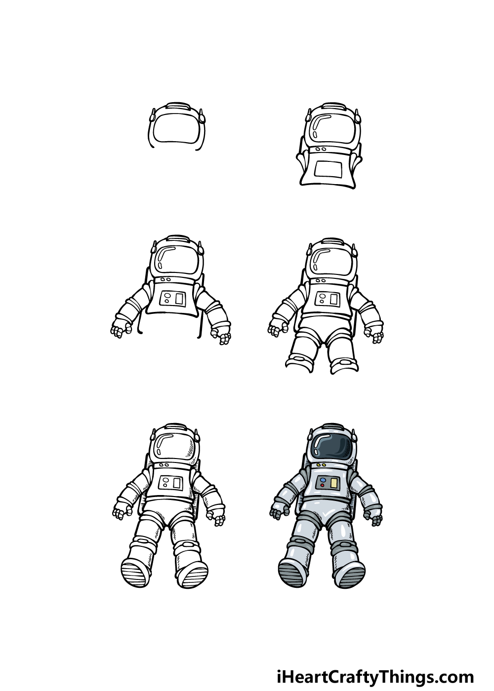 how to draw an astronaut step by step
