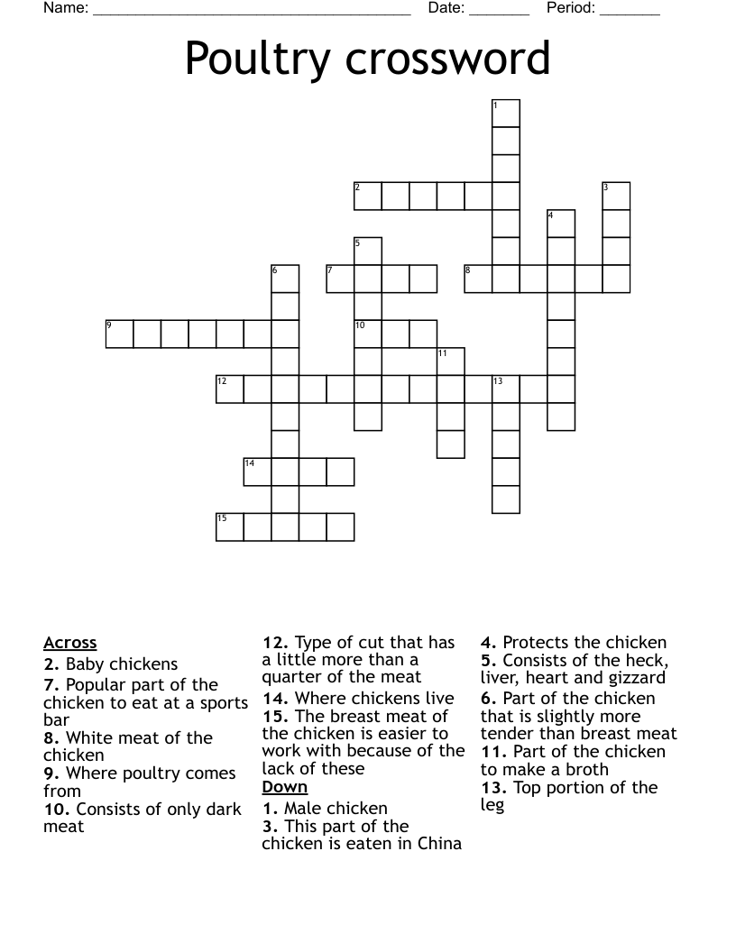 poultry crossword