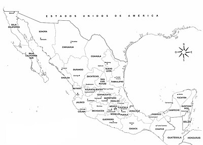 mapa de estados y capitales de mexico