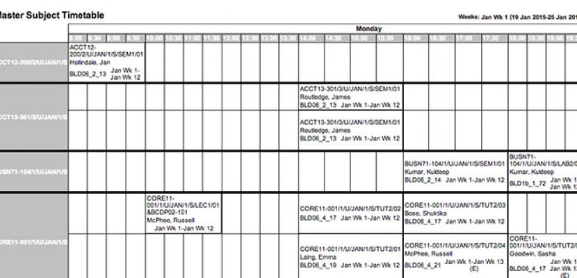 bond university timetable