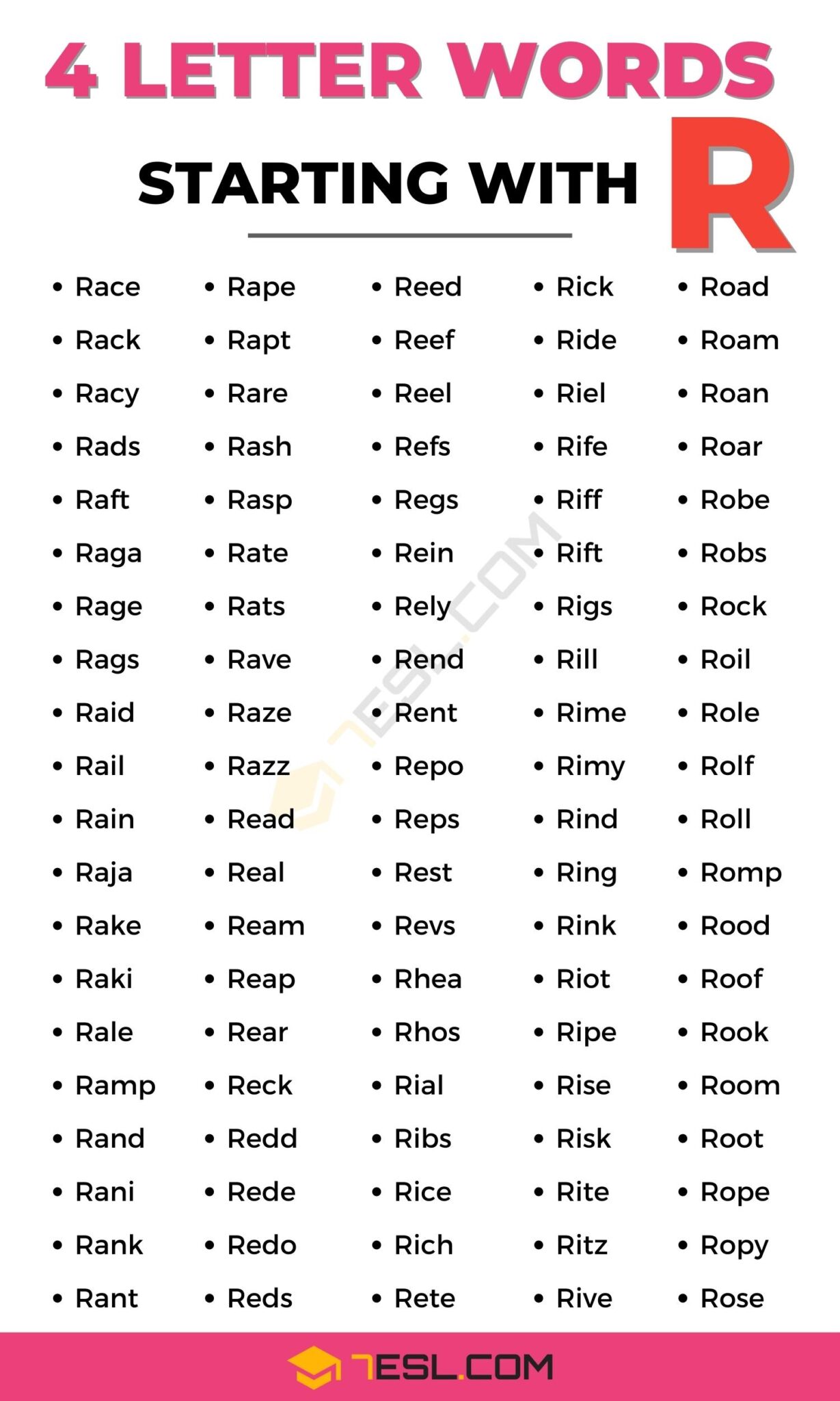 four letter word with r as the third letter