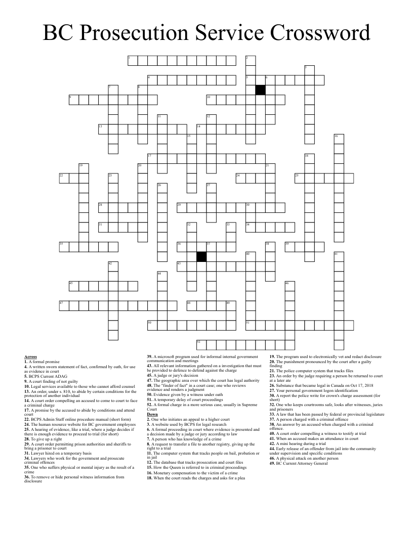 prosecution crossword clue