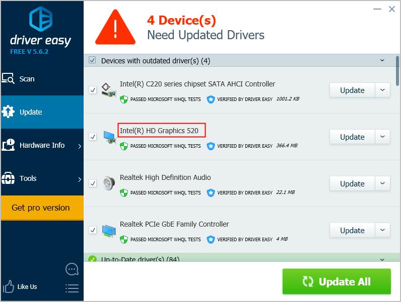 intel hd graphic 520 driver