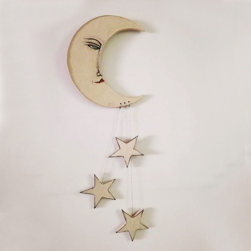 moon and stars wall hanging