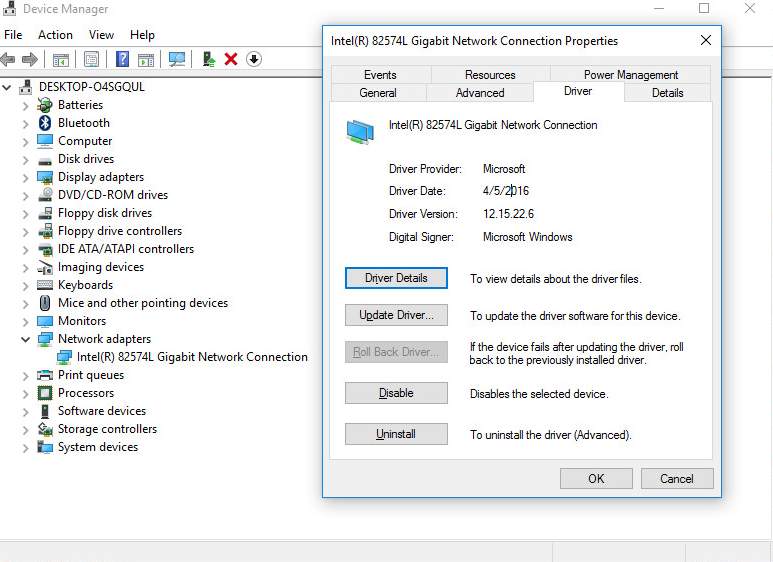 intel gigabit ethernet driver windows 10