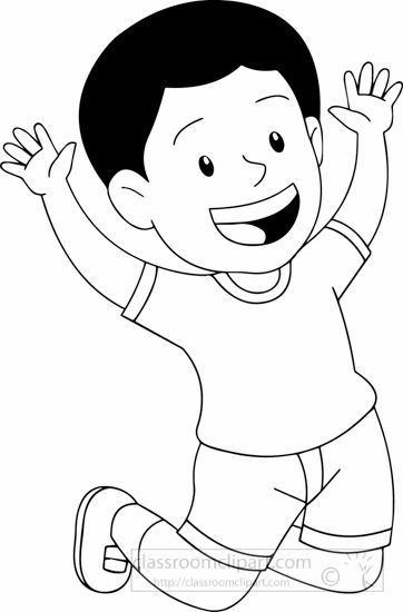 boy clipart black and white