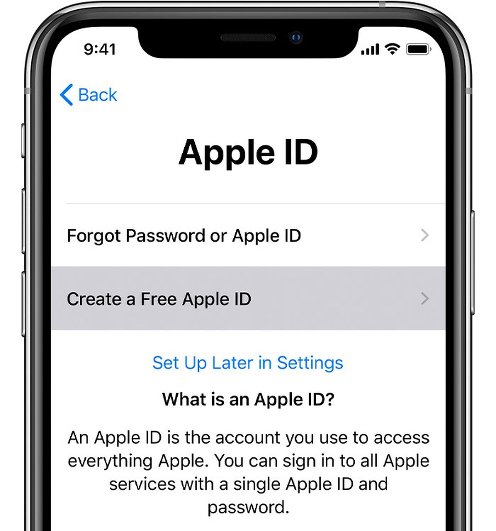 set up new apple id