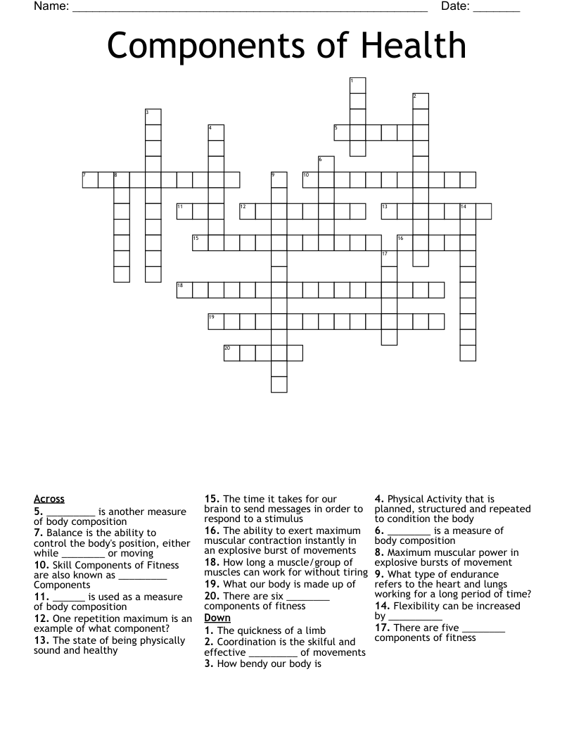 crossword clue components