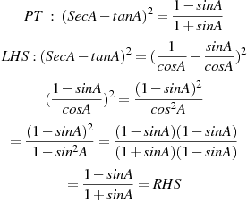 1 sin 1 sin sec tan 2