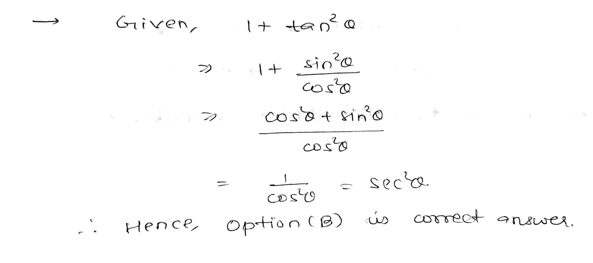 1 tan square x is equal to