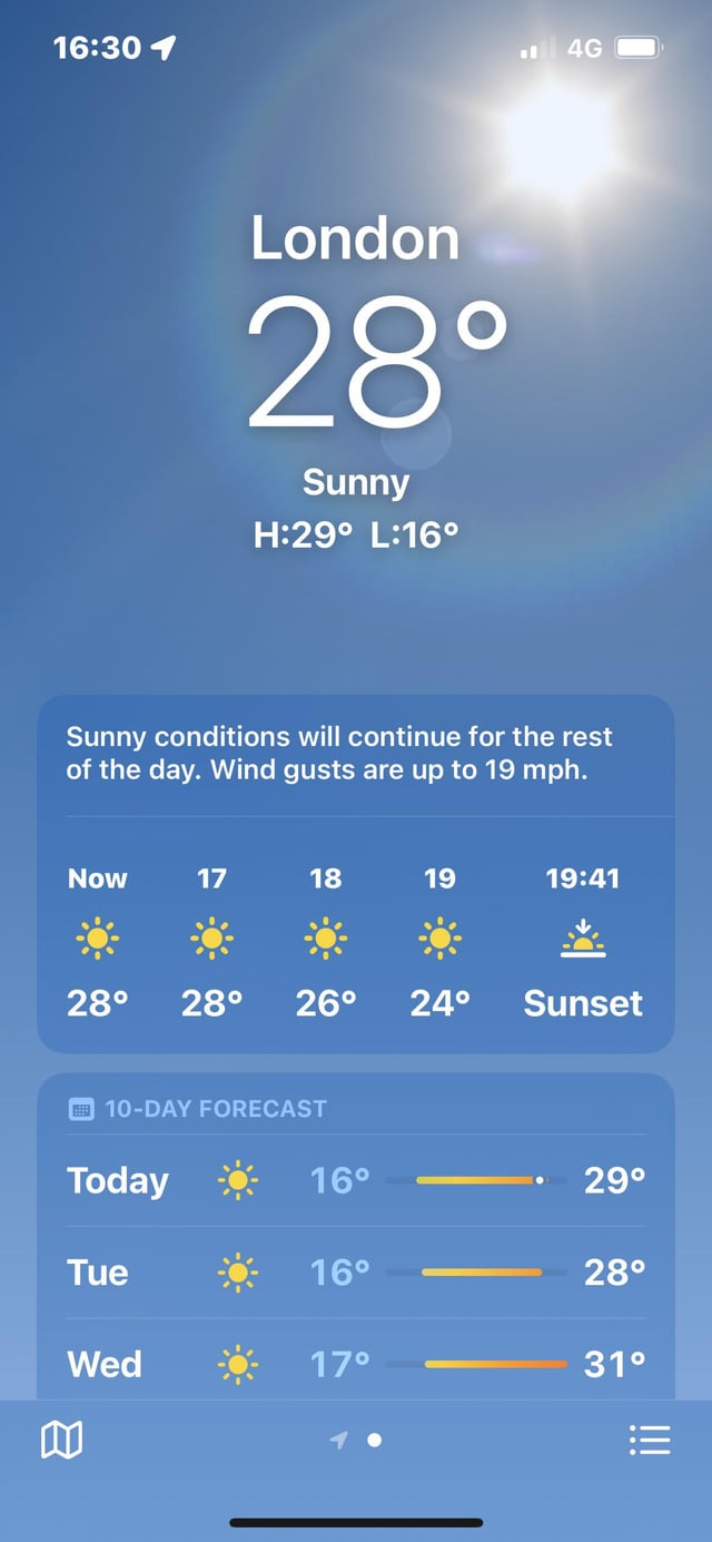 10 day weather report london