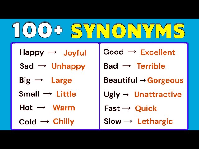 100 synonyms words
