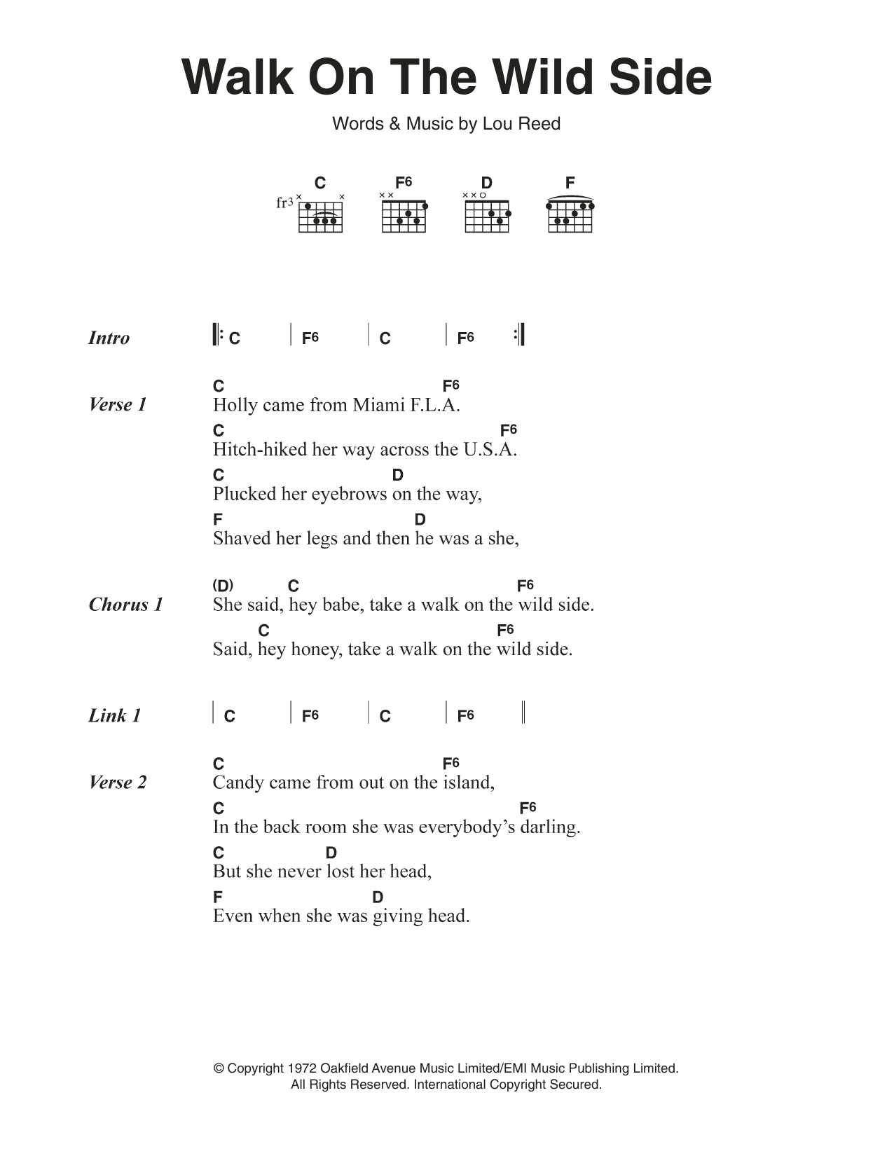 take a walk on the wild side chords