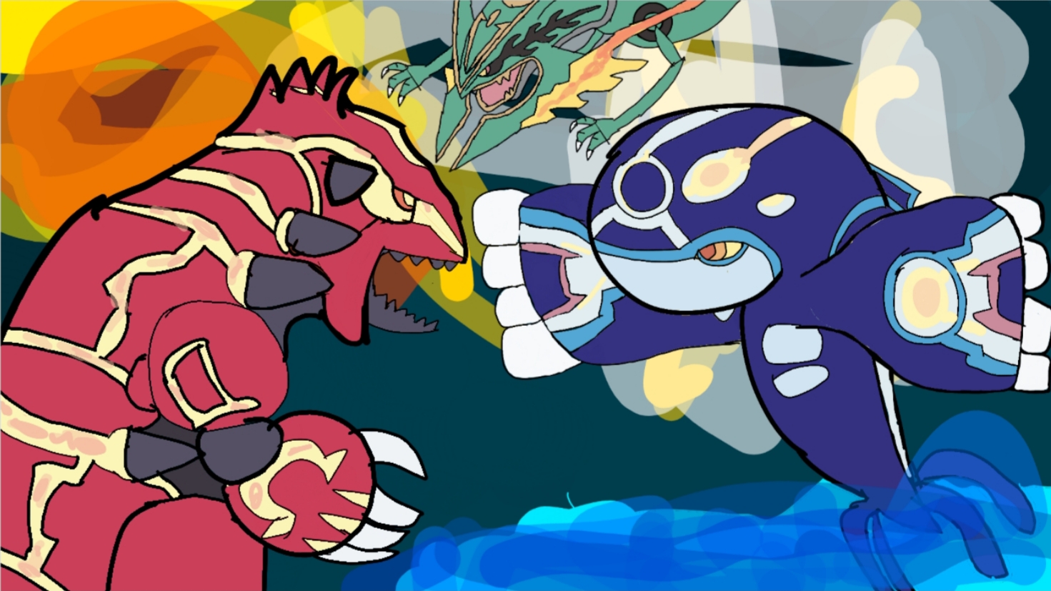 mega rayquaza vs primal groudon and kyogre