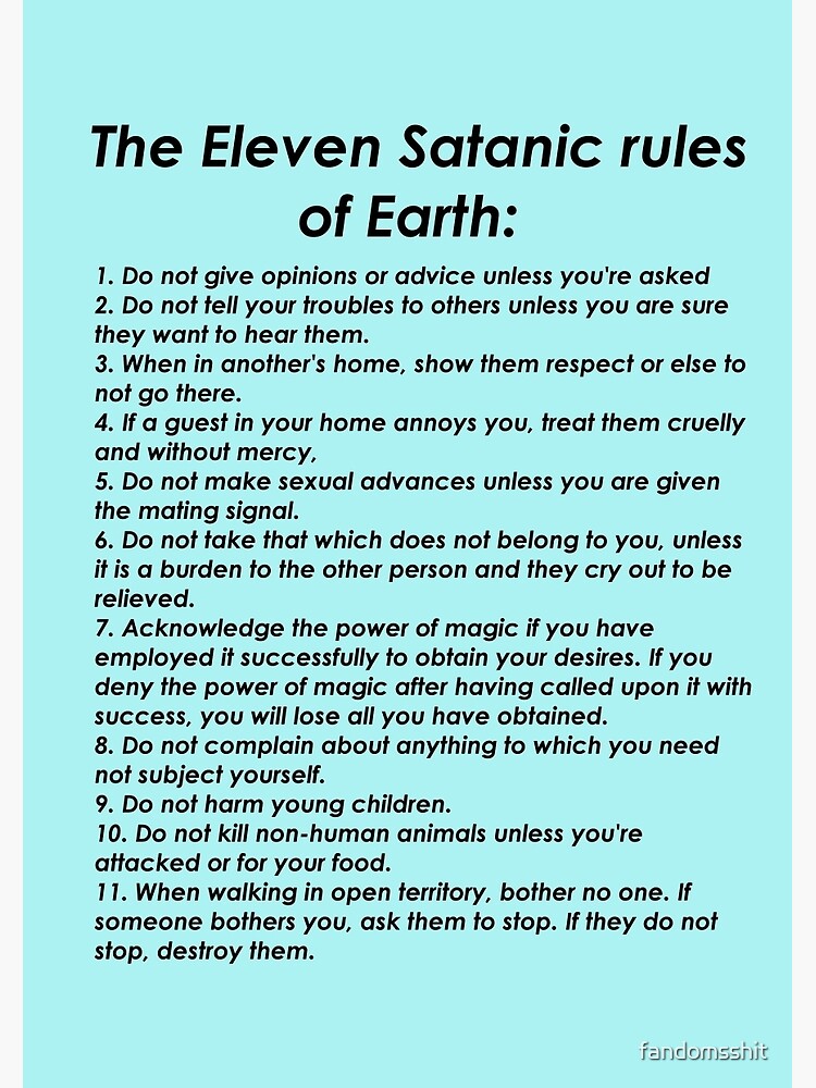 11 rules of satanism