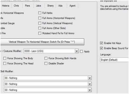 resident evil 6 model swap trainer