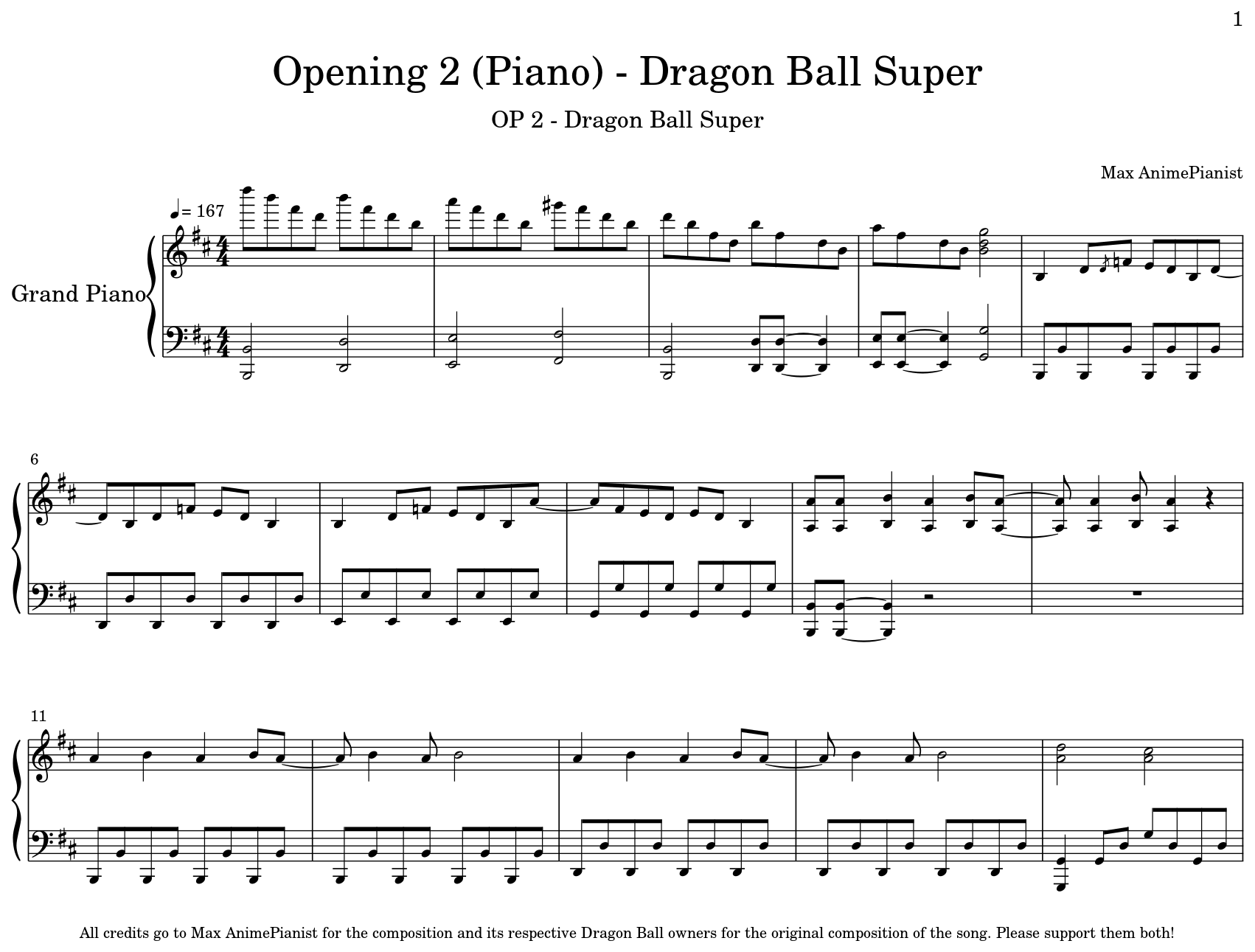 dragon ball super opening 2 piano