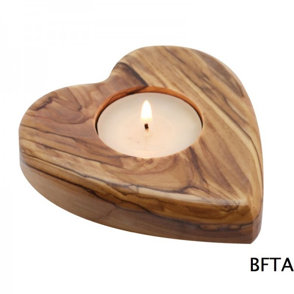 heart wooden candle holder