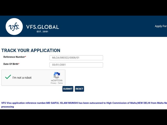 vfs visa tracking