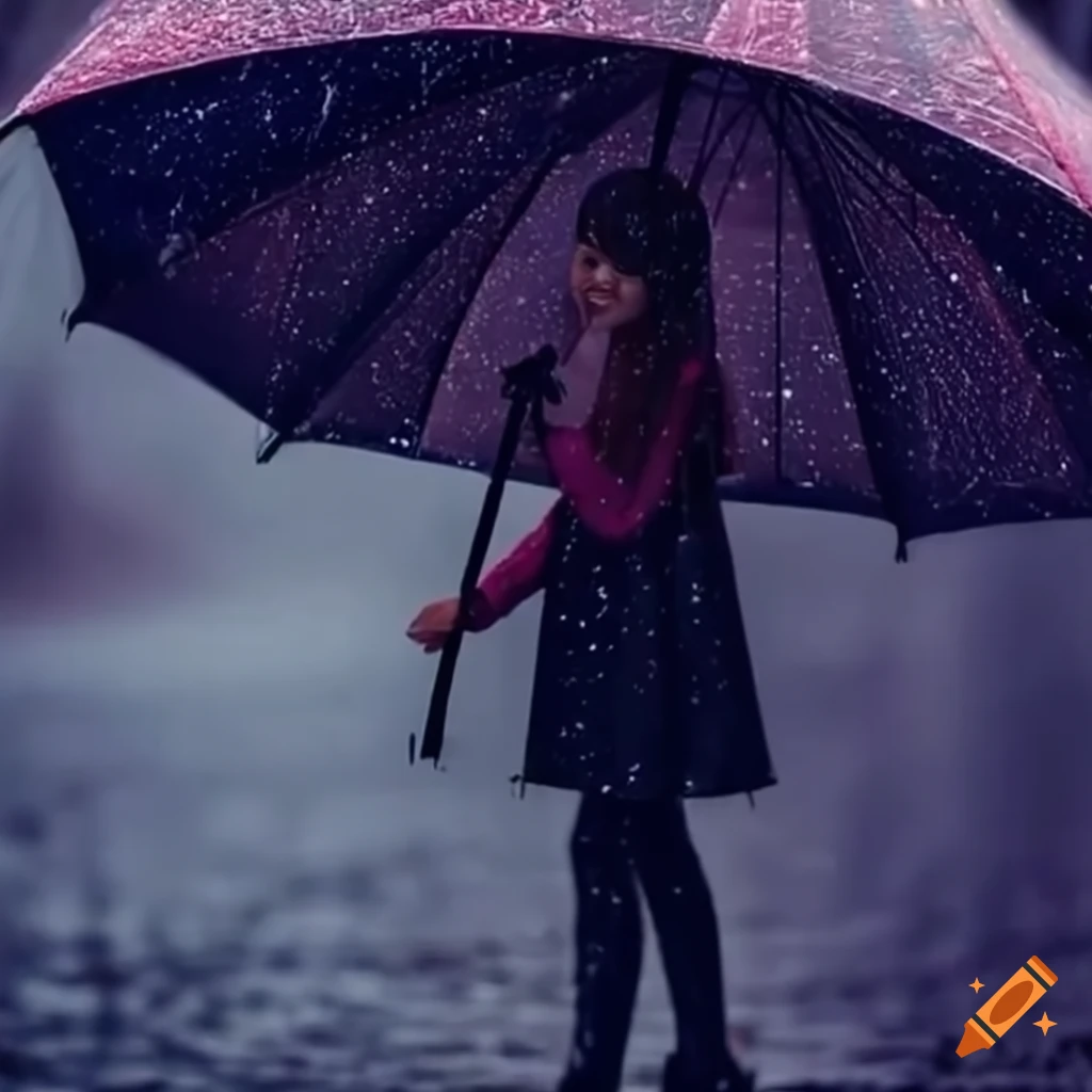 a girl with umbrella in rain