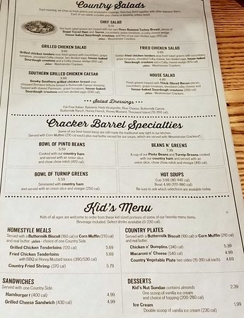 old cracker barrel menu