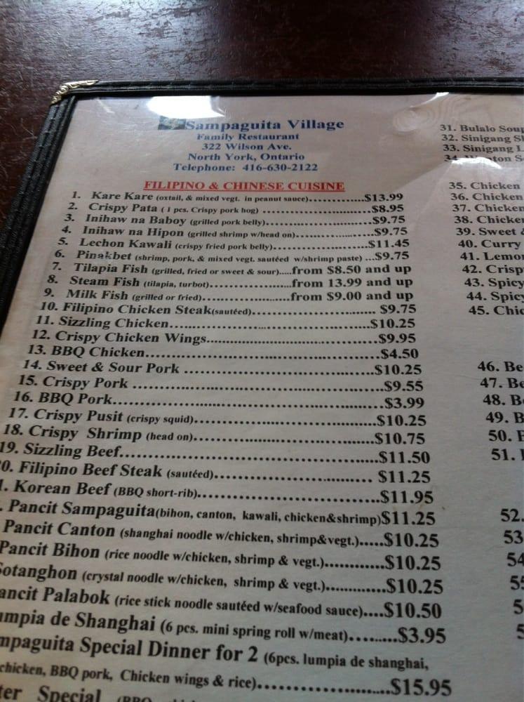 sampaguita village menu