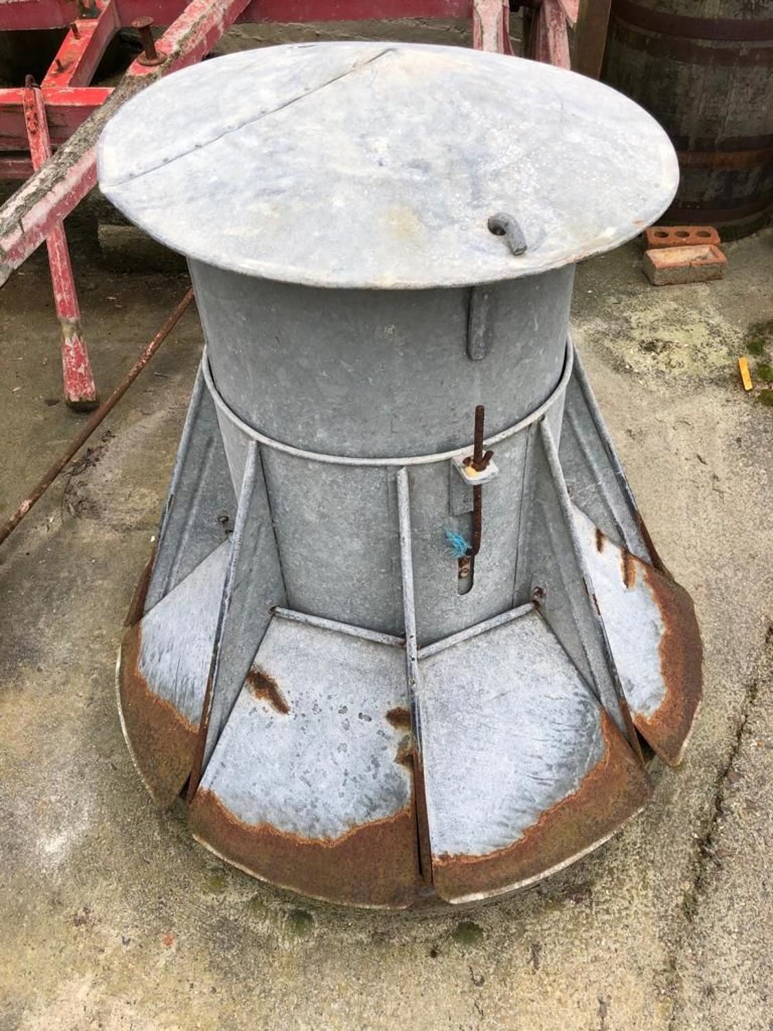 vintage galvanised chicken feeder