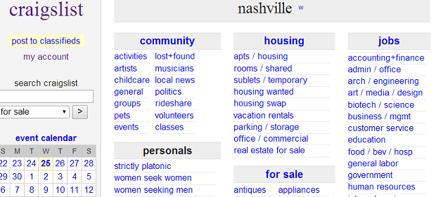 craigslist nashville