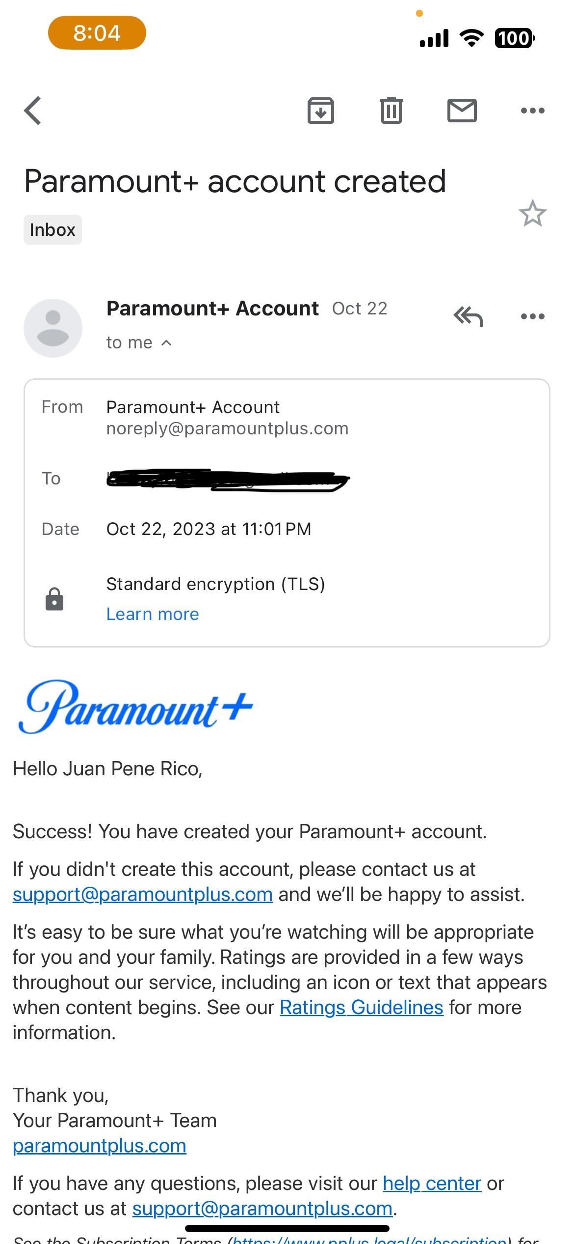 paramount+ phishing email