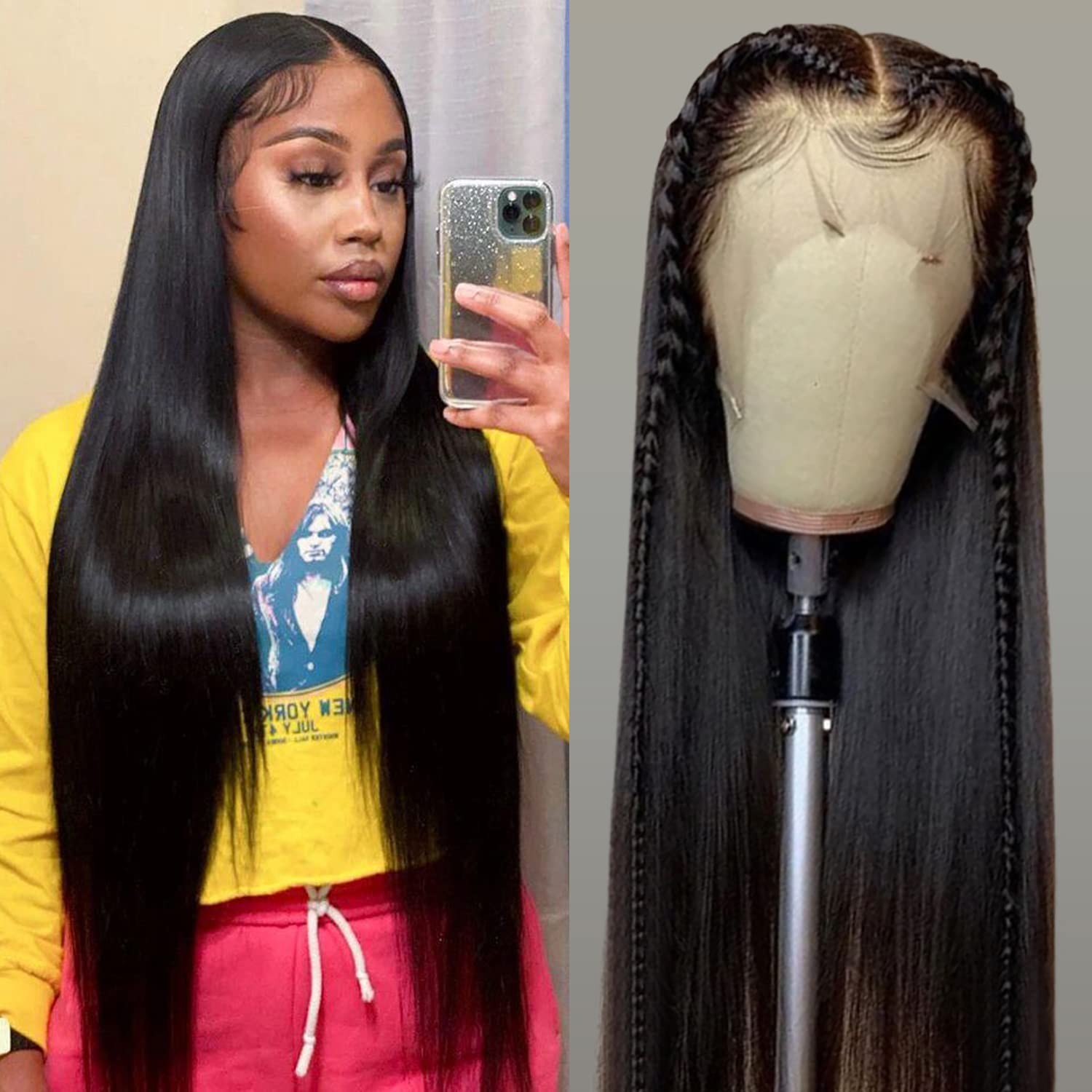 straight human hair wig