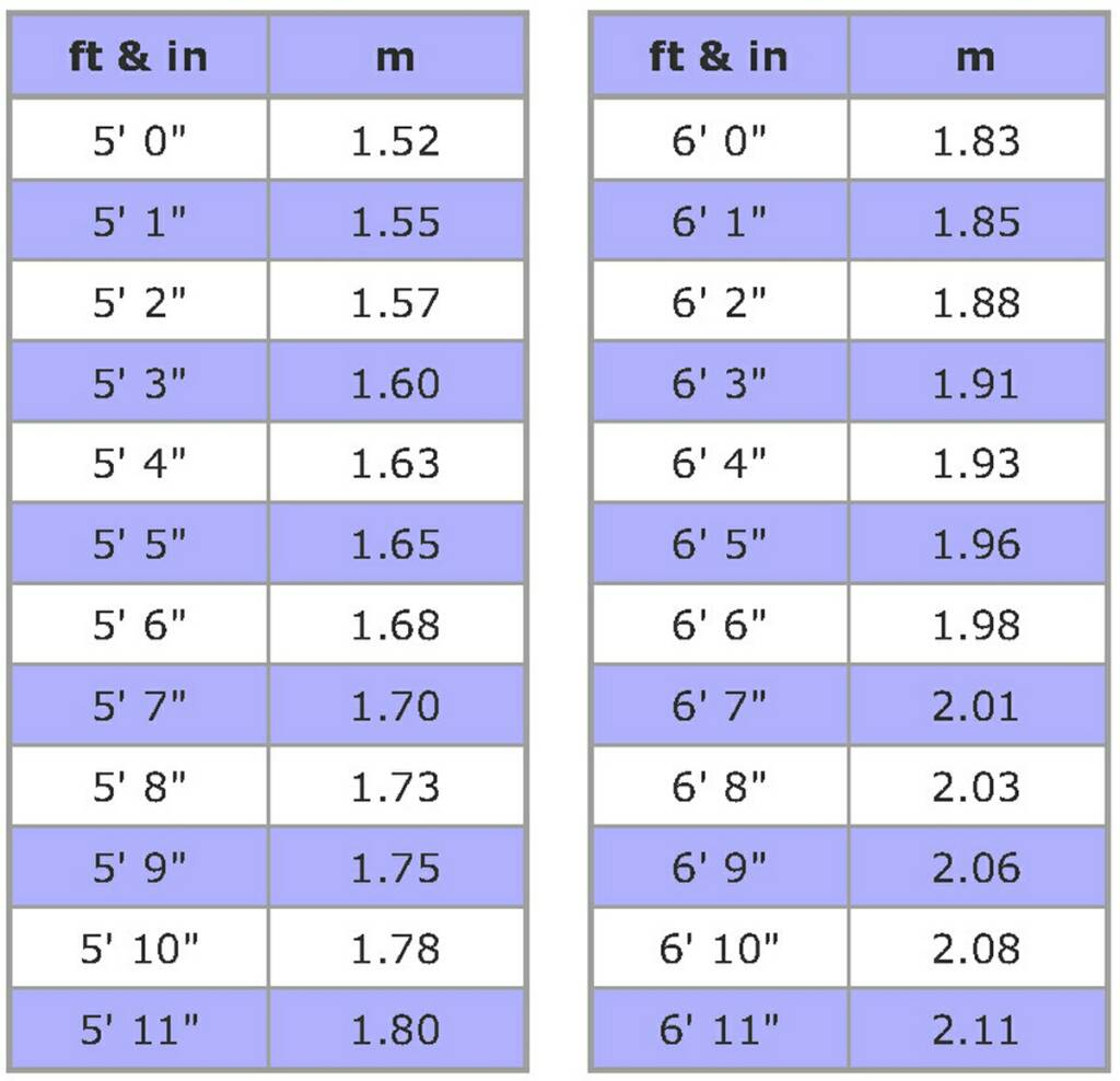 1.71 meters to feet