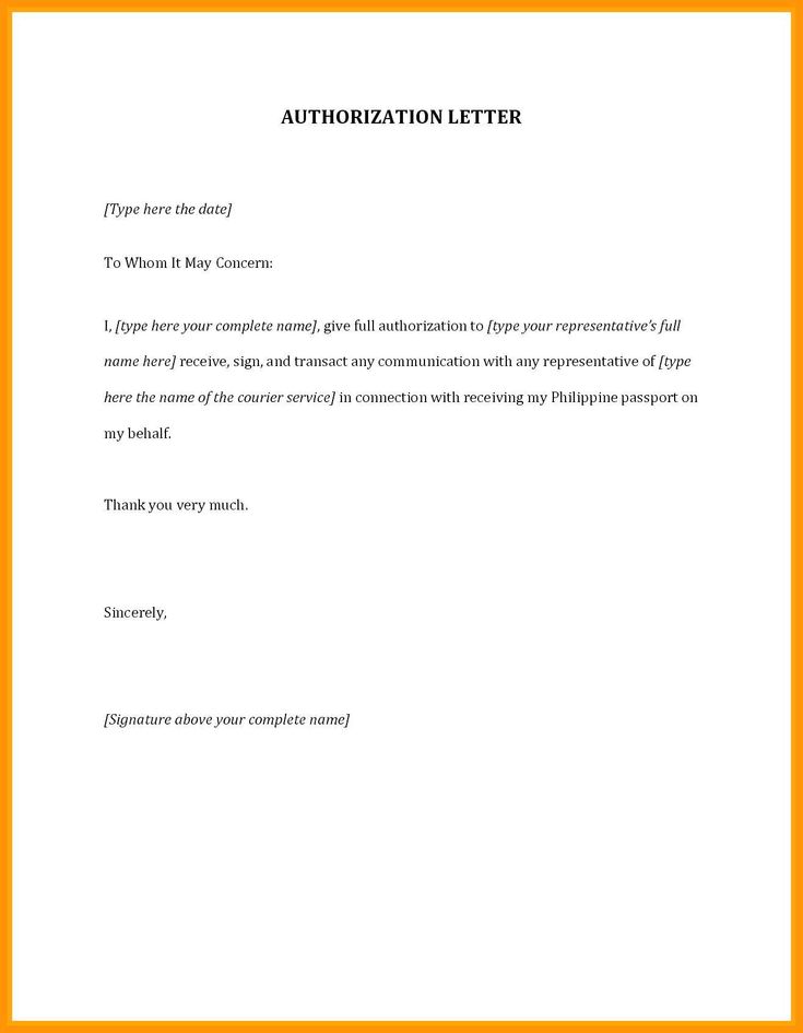 samples of authorization letter