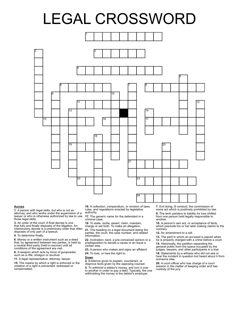 to solve a legal problem crossword