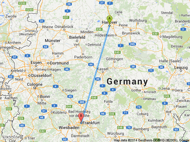 hamburg frankfurt arası kaç km