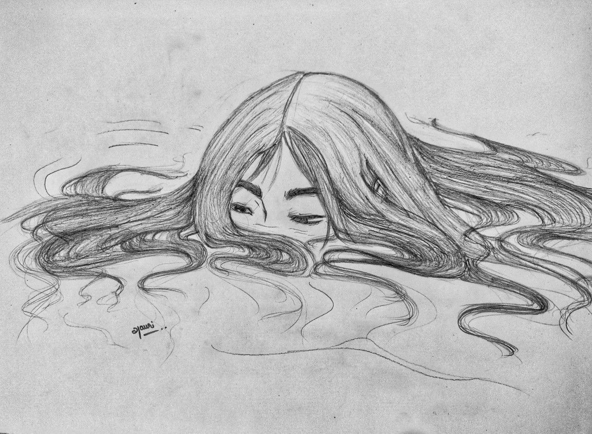 drowning girl sketch