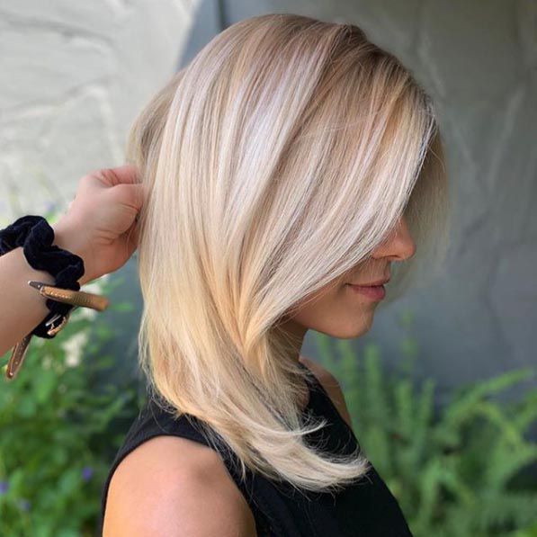 blonde mid length hair with layers