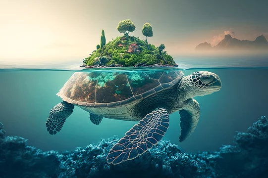 floating turtle island