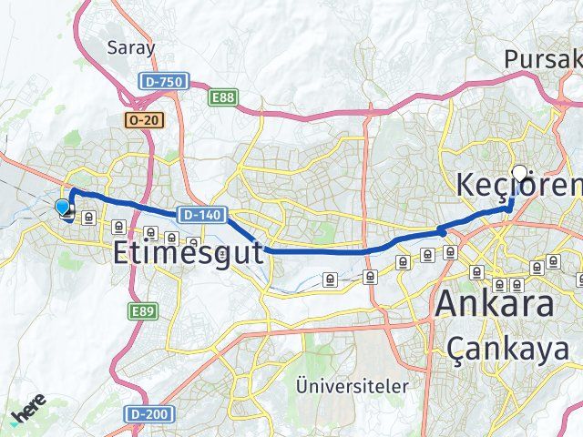 istanbul ankara sincan kaç km