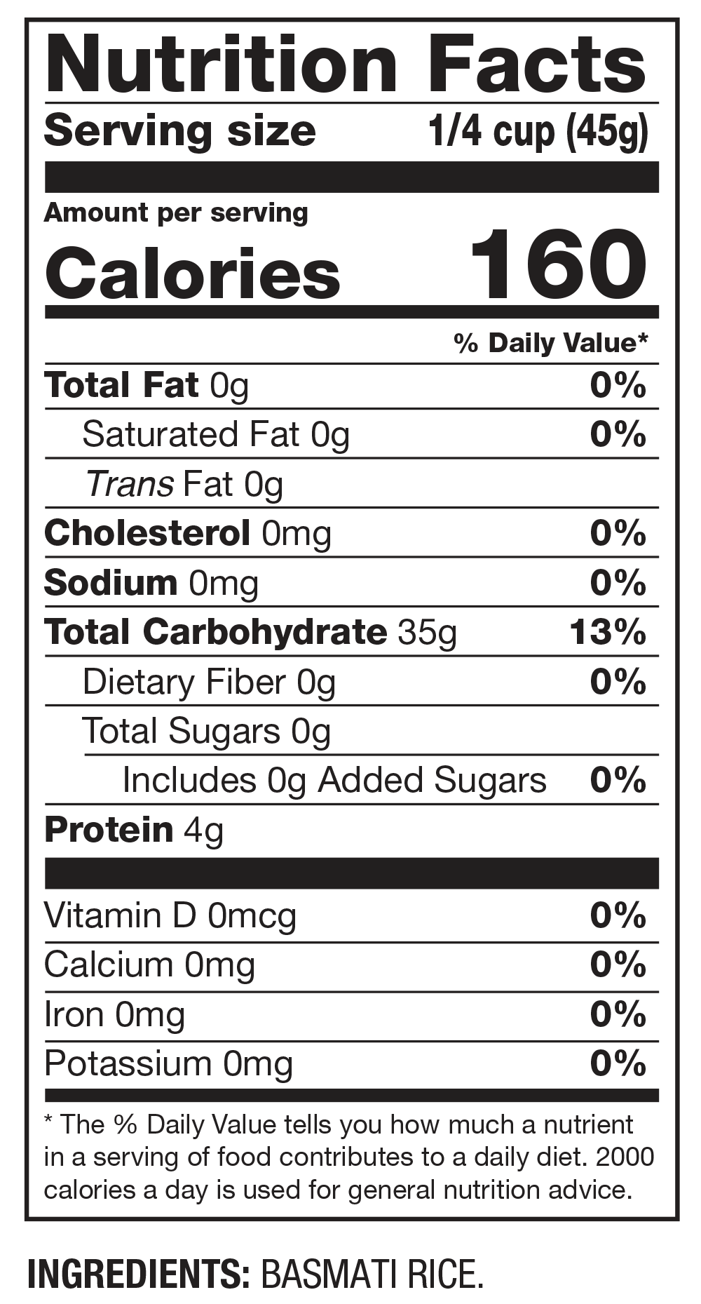 basmati rice nutrition facts 100g uncooked