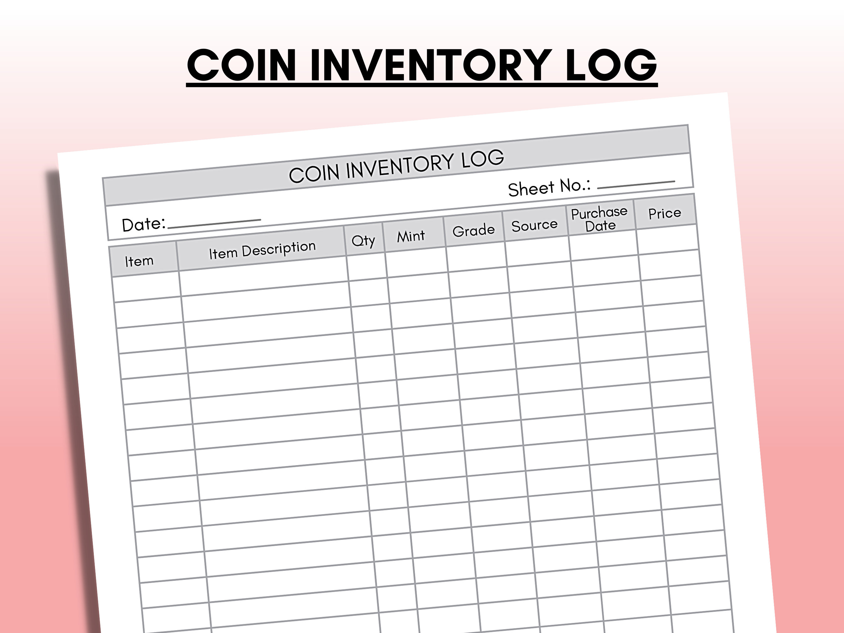 excel spreadsheet coin inventory templates