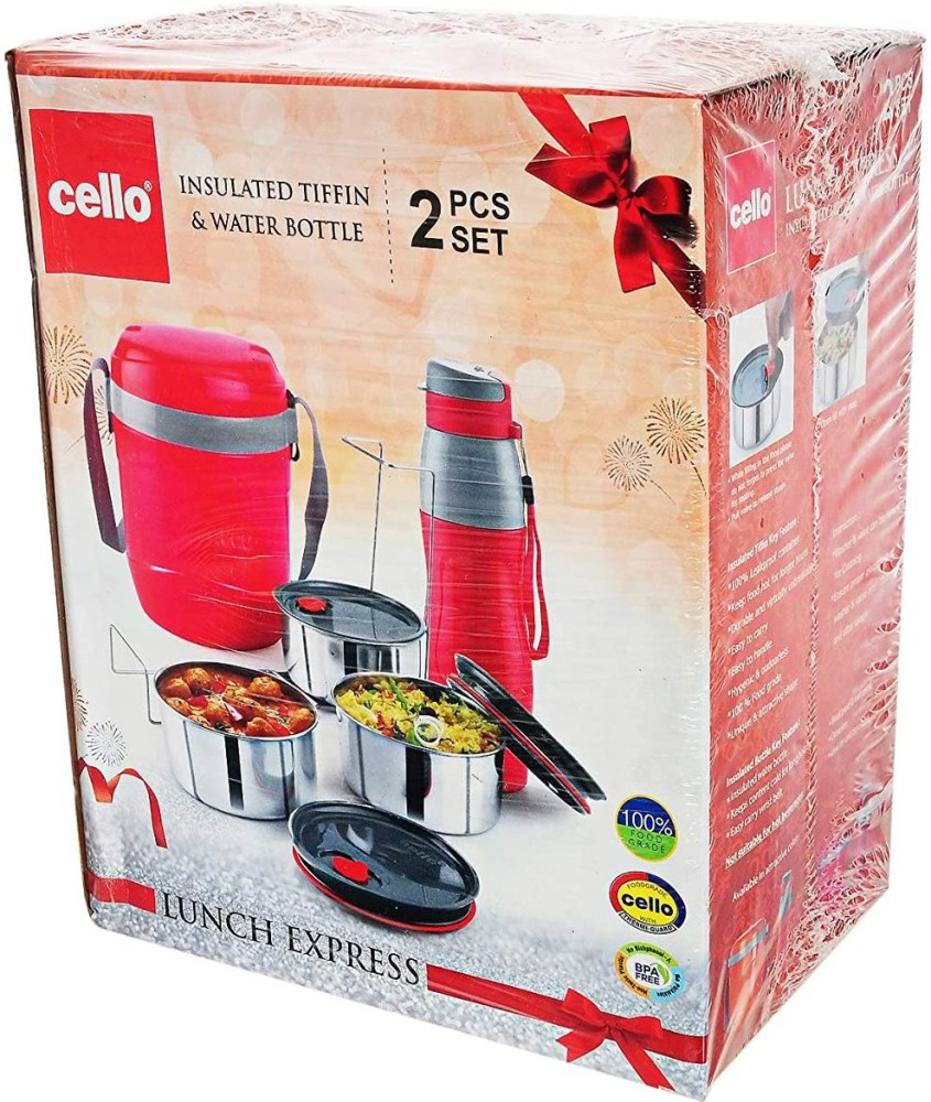 cello tiffin box with bottle