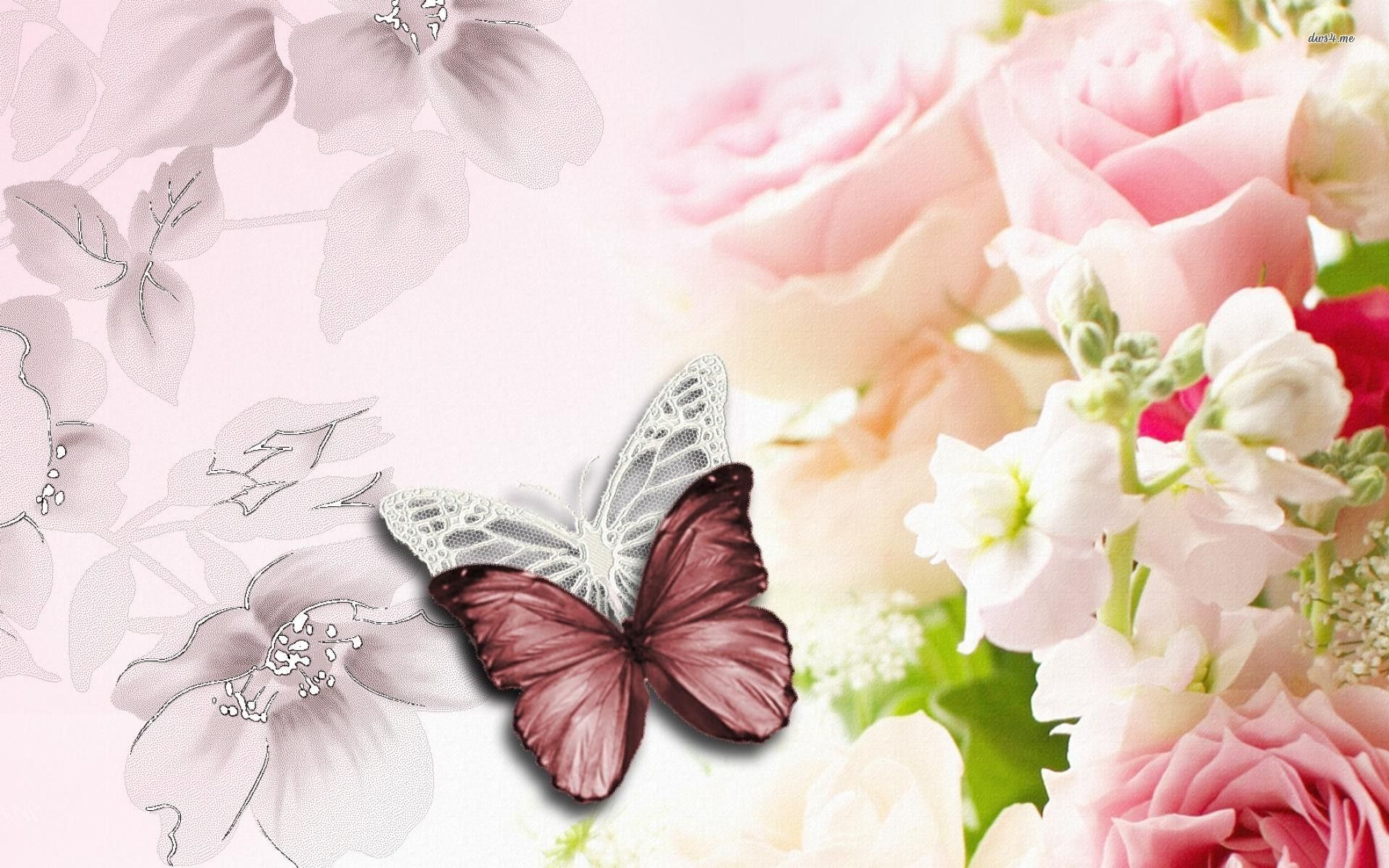 flower and butterfly wallpaper