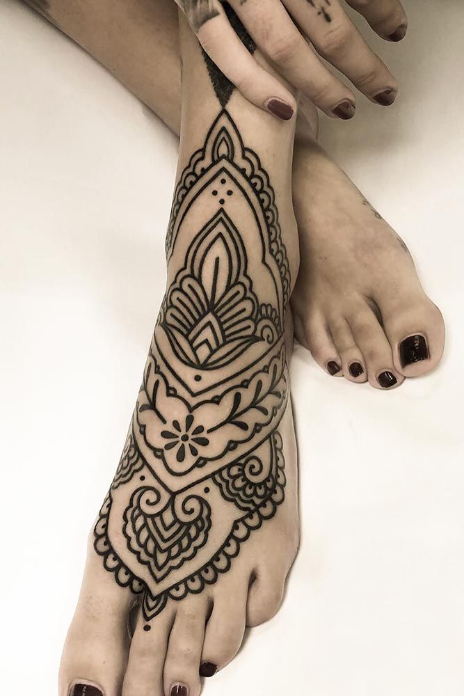 mandala foot tattoo