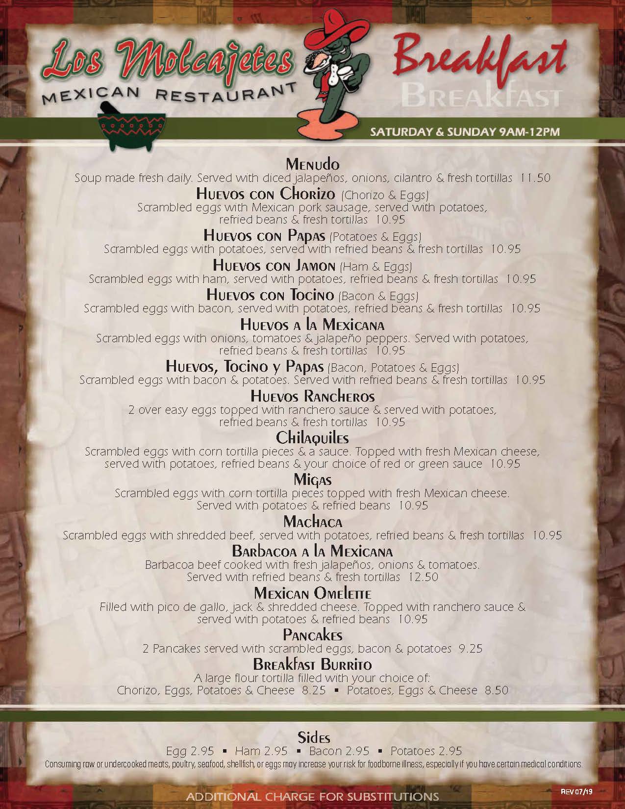 los molcajetes norwalk menu