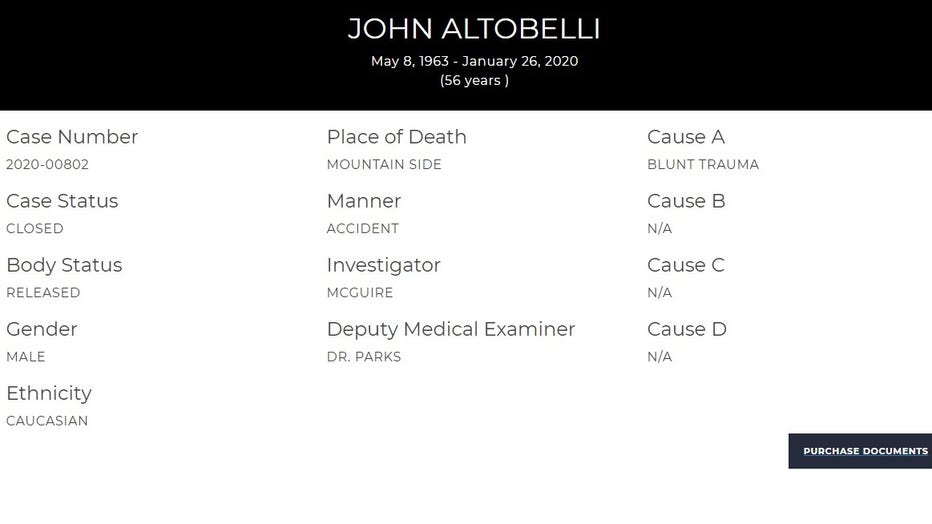 john altobelli autopsy report